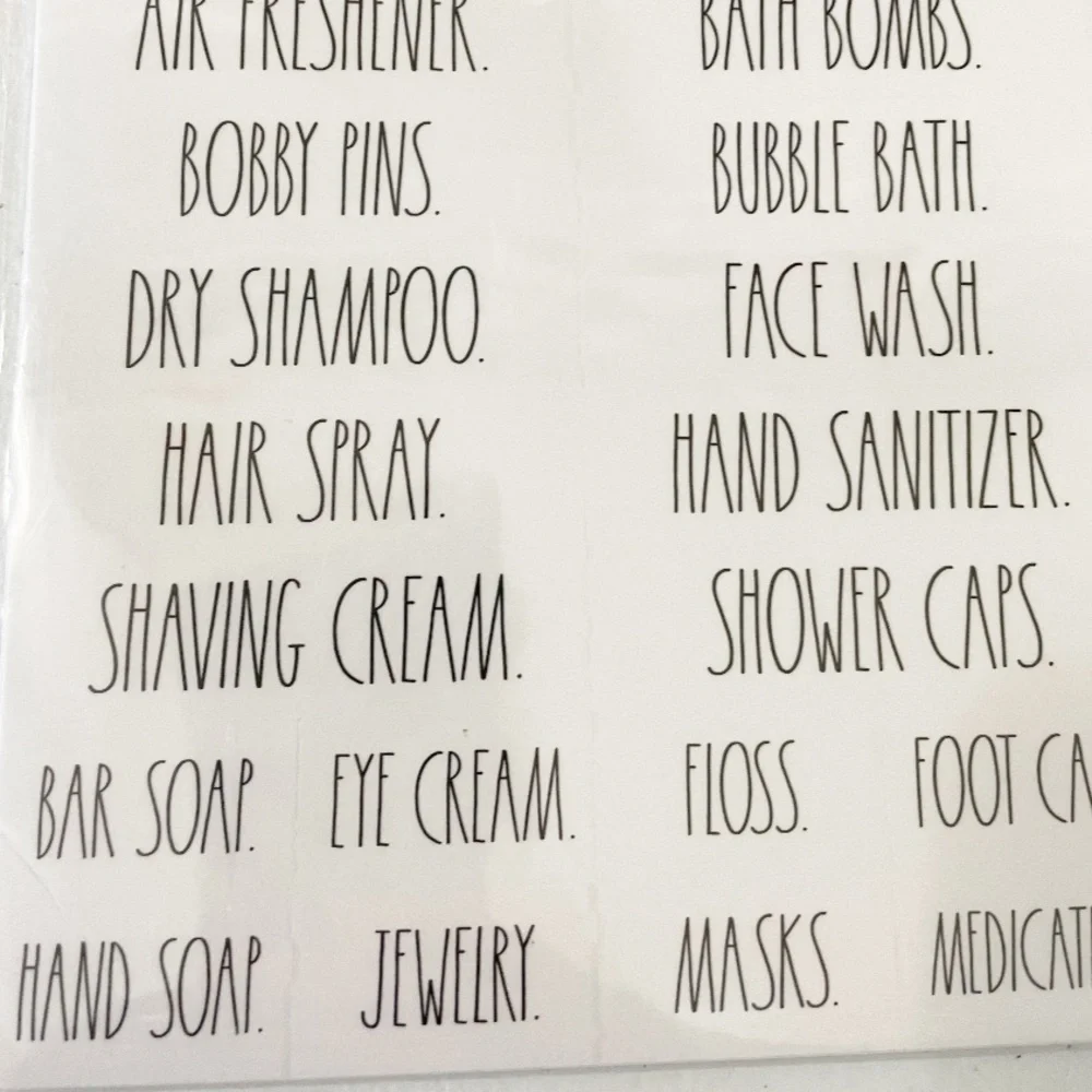 NEW Rae Dunn BATHROOM & LAUNDRY 180 Clear Organizing Labels